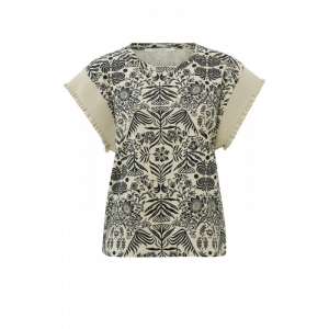 TOP R-NECK SHORT KNITTED SLEEV 400021 SAND