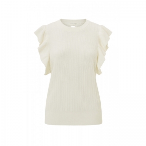 SWEATER R-NECK RUFFLED CAP SLE 99691 WHITE