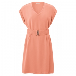 V-NECK DRESS W GATHERING BELT 51520 BLOOMING 
