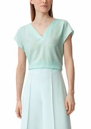BLOUSE V-NECK SHORT SLEEVE 6003 BLEACHED A