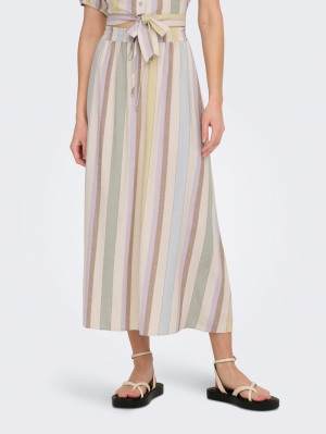 ONLTINE MIDI SKIRT WVN WHITECAP gray