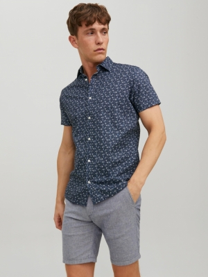 PREMIUM BLACK LINEN SHIRT NAVY BLAZER